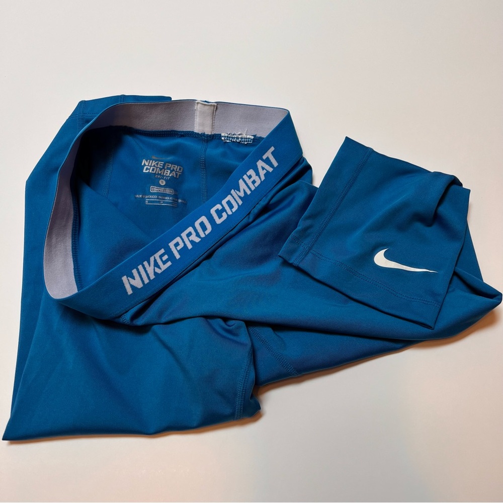 Nike Pro Combat Dri-Fit Compression Capri Leggings Blue Size Small